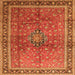 Round Machine Washable Persian Orange Traditional Area Rugs, wshtr1067org