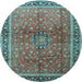 Round Persian Light Blue Traditional Rug, tr1067lblu