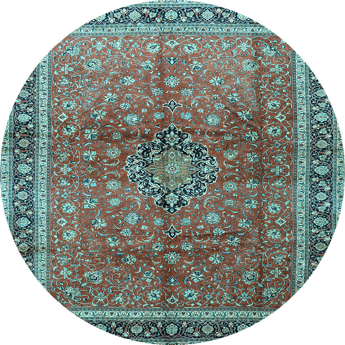 Round Machine Washable Persian Light Blue Traditional Rug, wshtr1067lblu
