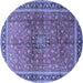 Round Machine Washable Persian Blue Traditional Rug, wshtr1067blu