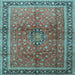 Square Machine Washable Persian Light Blue Traditional Rug, wshtr1067lblu