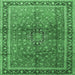 Square Machine Washable Persian Emerald Green Traditional Area Rugs, wshtr1067emgrn