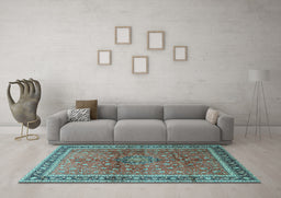 Machine Washable Persian Light Blue Traditional Rug in a Living Room, wshtr1067lblu