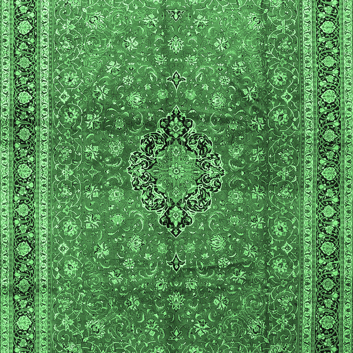 Machine Washable Persian Emerald Green Traditional Area Rugs, wshtr1067emgrn