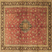 Square Machine Washable Persian Brown Traditional Rug, wshtr1067brn