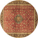 Round Machine Washable Persian Brown Traditional Rug, wshtr1067brn