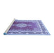 Sideview of Machine Washable Medallion Blue Traditional Rug, wshtr1068blu