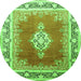 Square Medallion Green Traditional Rug, tr1068grn