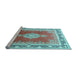 Sideview of Machine Washable Medallion Light Blue Traditional Rug, wshtr1068lblu