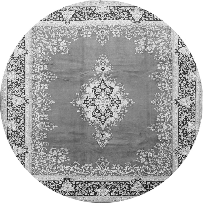 Square Medallion Gray Traditional Rug, tr1068gry