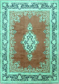 Medallion Turquoise Traditional Rug, tr1068turq