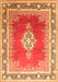 Serging Thickness of Machine Washable Medallion Orange Traditional Area Rugs, wshtr1068org