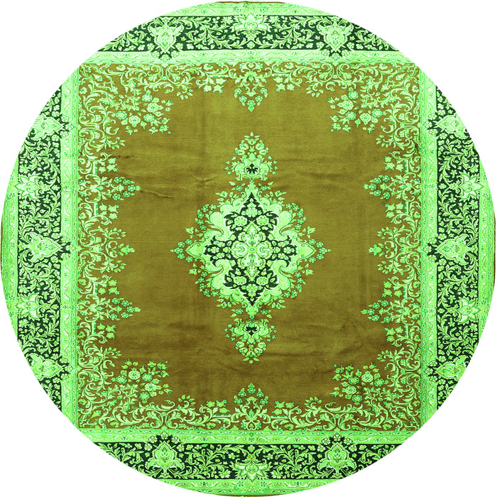 Machine Washable Medallion Green Traditional Area Rugs, wshtr1068grn
