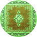 Machine Washable Medallion Green Traditional Area Rugs, wshtr1068grn