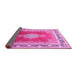 Sideview of Medallion Pink Traditional Rug, tr1068pnk