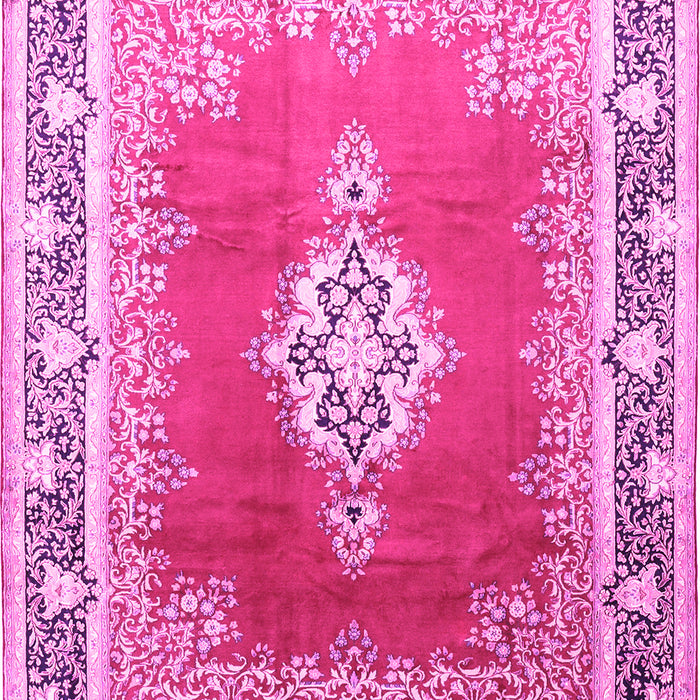 Machine Washable Medallion Pink Traditional Rug, wshtr1068pnk