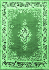 Medallion Emerald Green Traditional Rug, tr1068emgrn