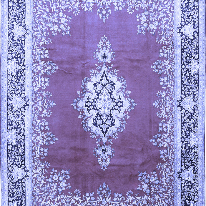 Machine Washable Medallion Blue Traditional Rug, wshtr1068blu