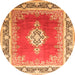Square Medallion Orange Traditional Rug, tr1068org