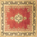 Square Medallion Brown Traditional Rug, tr1068brn