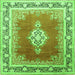 Round Machine Washable Medallion Green Traditional Area Rugs, wshtr1068grn