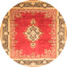 Machine Washable Medallion Orange Traditional Area Rugs, wshtr1068org