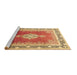 Sideview of Machine Washable Medallion Brown Traditional Rug, wshtr1068brn