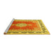 Sideview of Machine Washable Medallion Yellow Traditional Rug, wshtr1068yw