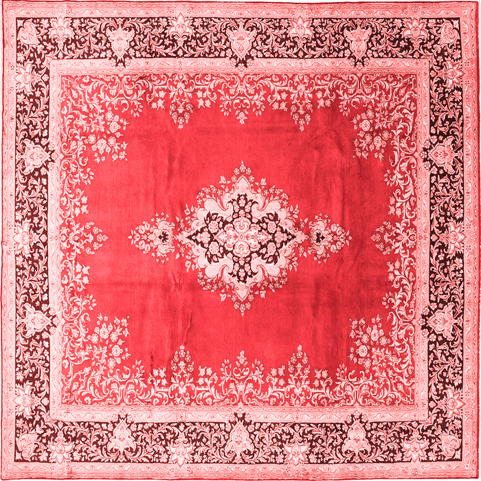 Machine Washable Medallion Red Traditional Rug, wshtr1068red