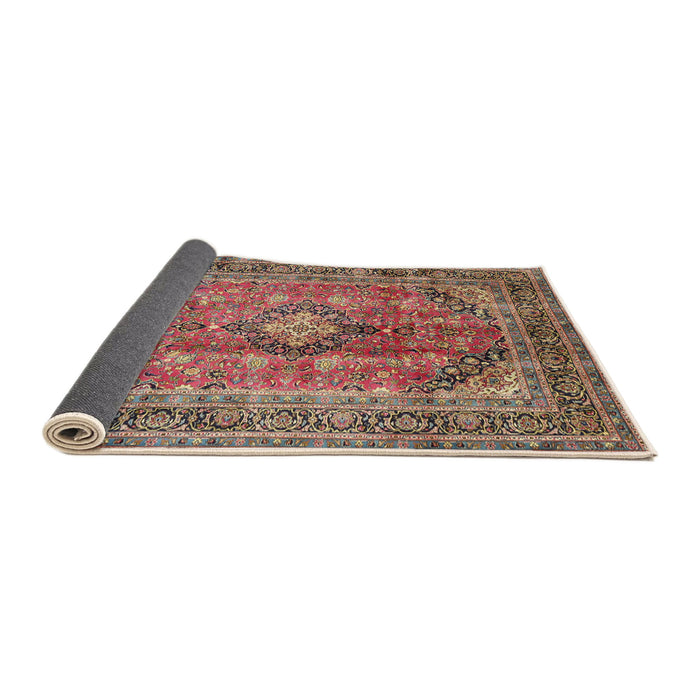 Sideview of Traditional Brown Red Medallion Rug, tr1069