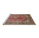 Sideview of Machine Washable Traditional Brown Red Rug, wshtr1069