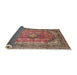 Sideview of Traditional Brown Red Medallion Rug, tr1069