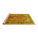 Sideview of Machine Washable Medallion Yellow Traditional Rug, wshtr1069yw