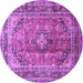 Round Medallion Purple Traditional Rug, tr1069pur