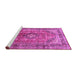 Sideview of Machine Washable Medallion Pink Traditional Rug, wshtr1069pnk