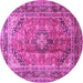 Round Medallion Pink Traditional Rug, tr1069pnk