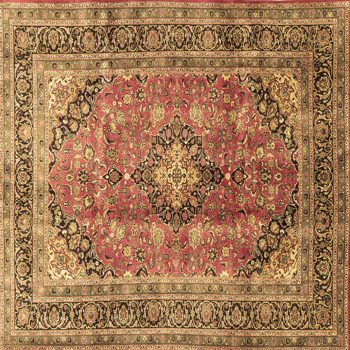 Square Medallion Brown Traditional Rug, tr1069brn