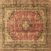 Square Medallion Brown Traditional Rug, tr1069brn