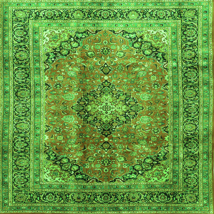 Serging Thickness of Medallion Green Traditional Rug, tr1069grn