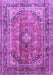 Machine Washable Medallion Purple Traditional Area Rugs, wshtr1069pur