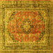 Square Medallion Yellow Traditional Rug, tr1069yw