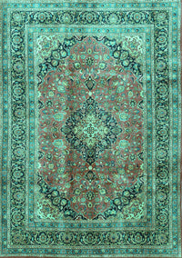 Medallion Turquoise Traditional Rug, tr1069turq