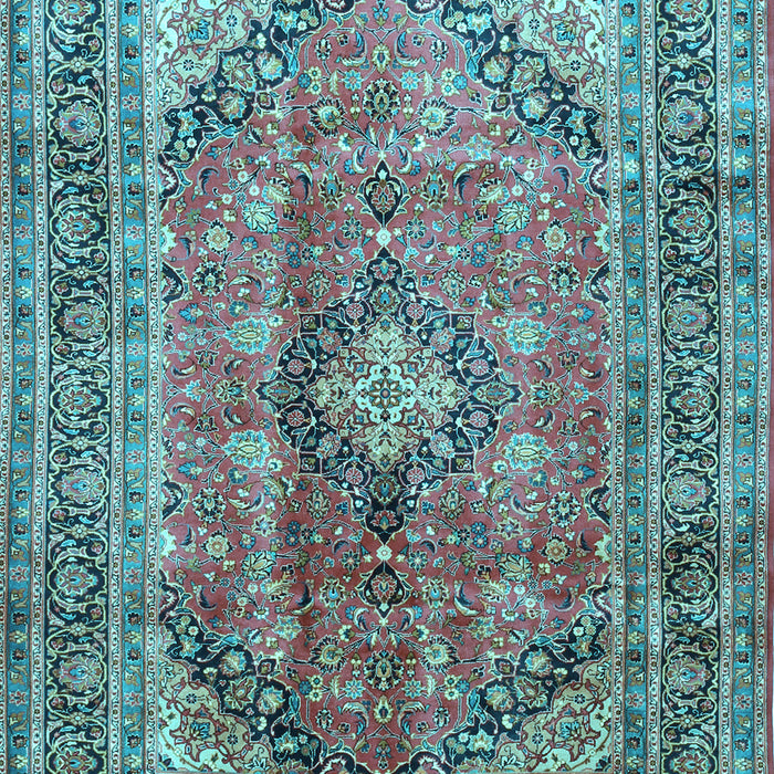 Medallion Light Blue Traditional Rug, tr1069lblu