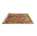 Sideview of Machine Washable Medallion Brown Traditional Rug, wshtr1069brn