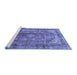 Sideview of Machine Washable Medallion Blue Traditional Rug, wshtr1069blu