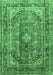 Machine Washable Medallion Emerald Green Traditional Area Rugs, wshtr1069emgrn