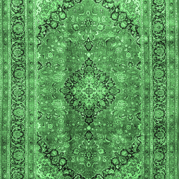Machine Washable Medallion Emerald Green Traditional Area Rugs, wshtr1069emgrn