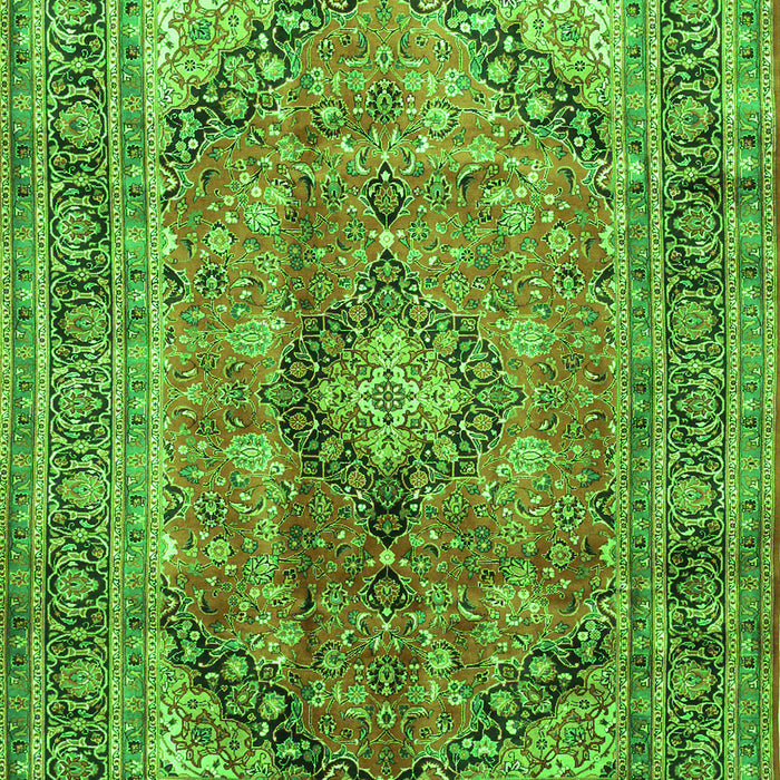 Serging Thickness of Machine Washable Medallion Green Traditional Area Rugs, wshtr1069grn