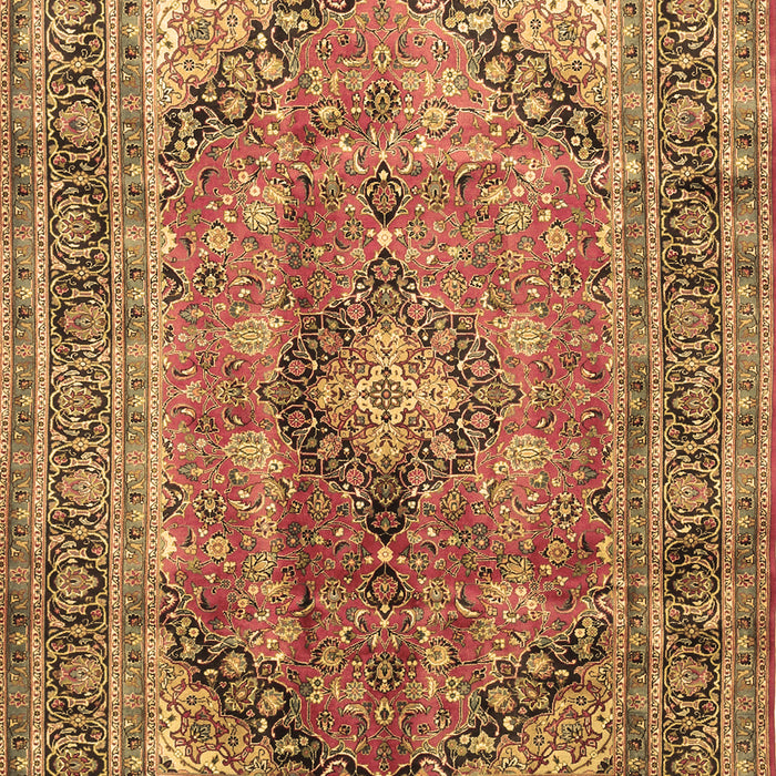 Machine Washable Medallion Brown Traditional Rug, wshtr1069brn