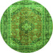 Machine Washable Medallion Green Traditional Area Rugs, wshtr1069grn